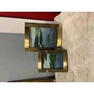 Set of 2 Brass Vintage Picture Frames Art Deco Style
